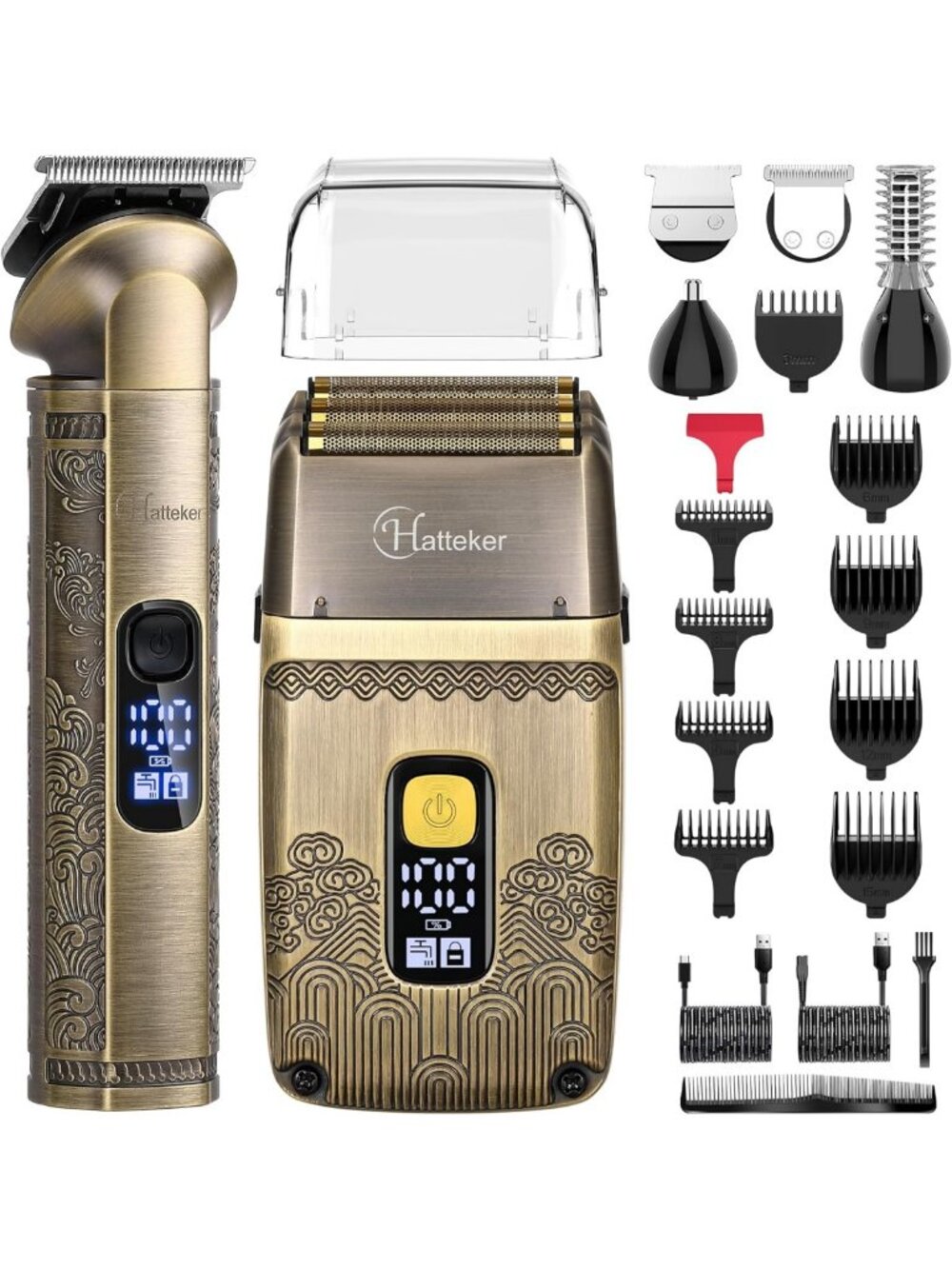 Waterproof Cordless Beard Trimmer & Foil Shaver All-in-One Grooming Kit